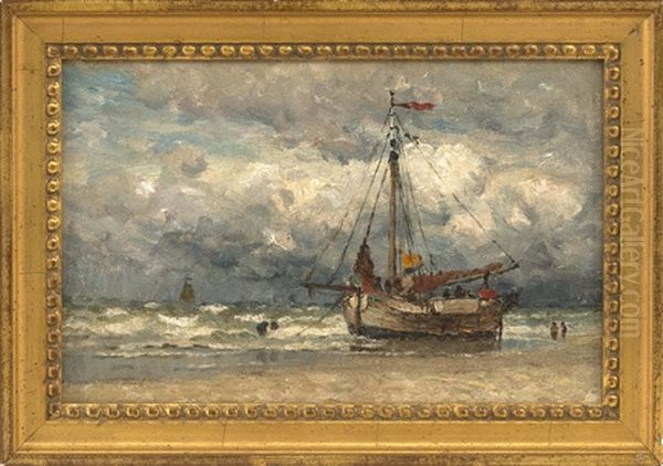 Beached Boat, Scheveningen Oil Painting by John Joseph Enneking