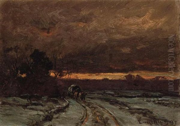 On The Way Home At Sunset Oil Painting by John Joseph Enneking