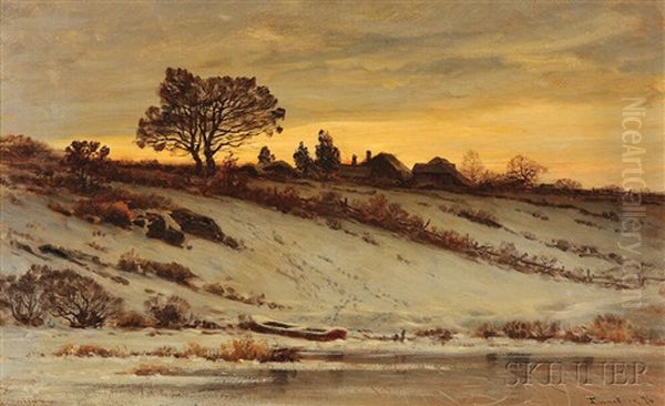 Winter Scene At Dusk Oil Painting by John Joseph Enneking