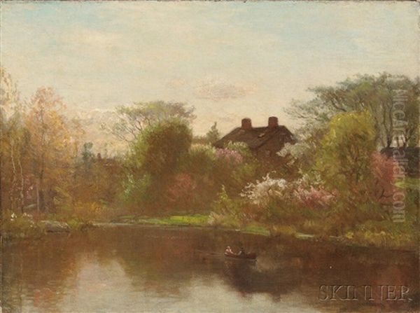 Pond In Spring, Possibly Hyde Park Oil Painting by John Joseph Enneking