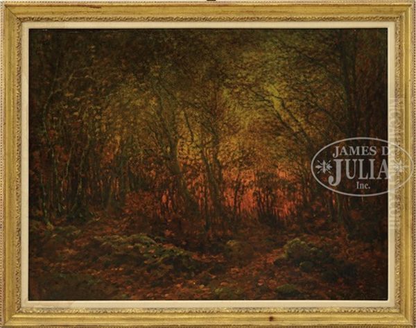 Sunset Behind Woods And Stonewall Oil Painting by John Joseph Enneking