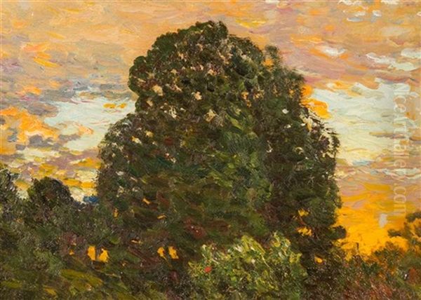 Oak Tree At Sunset Oil Painting by John Joseph Enneking