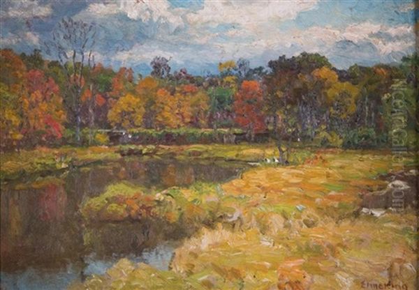 Autumnal Landscape Oil Painting by John Joseph Enneking