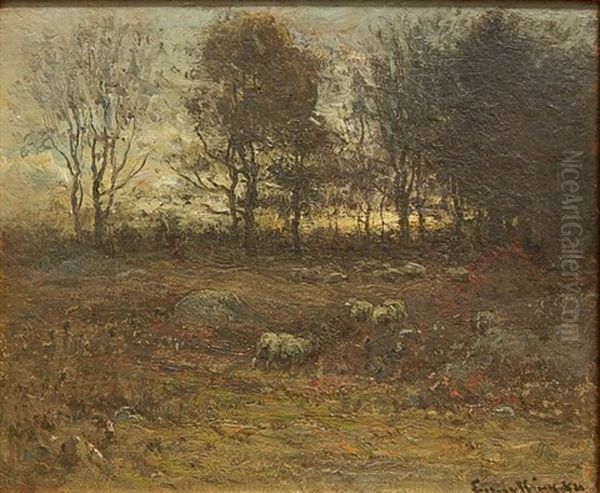 Landscape With Sheep Oil Painting by John Joseph Enneking