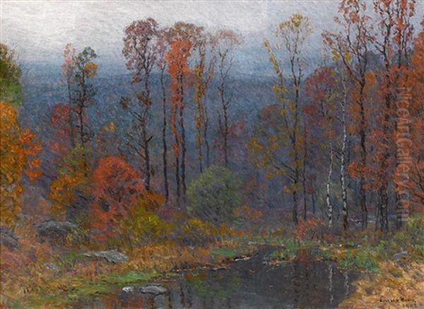 Hill Top Pond At Dusk Oil Painting by John Joseph Enneking