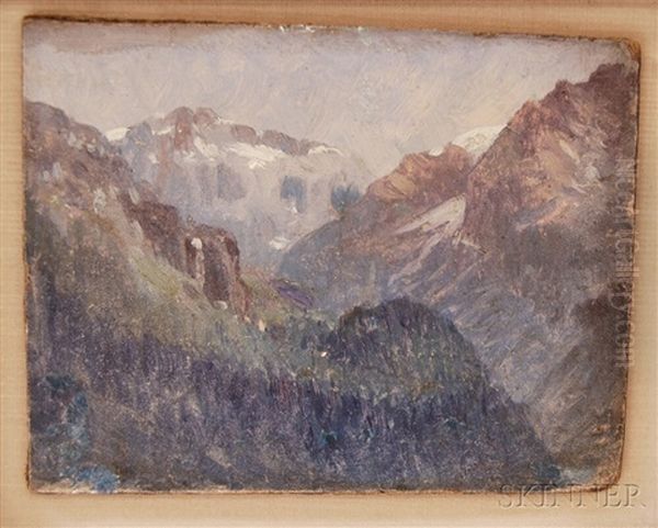 A View In The Swiss Alps Oil Painting by John Joseph Enneking