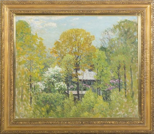 A House In The Woods, Springtime Oil Painting by John Joseph Enneking