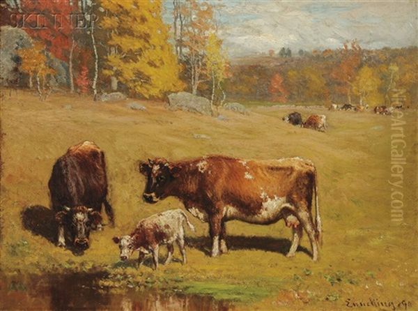 Cattle By A Pool Oil Painting by John Joseph Enneking