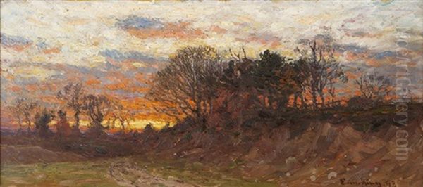 Sunset On A Country Road Oil Painting by John Joseph Enneking