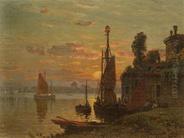 Adriatic Sunset Oil Painting by John Joseph Enneking