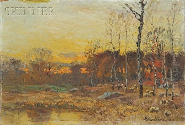 Sheep Pasture At Twilight Oil Painting by John Joseph Enneking