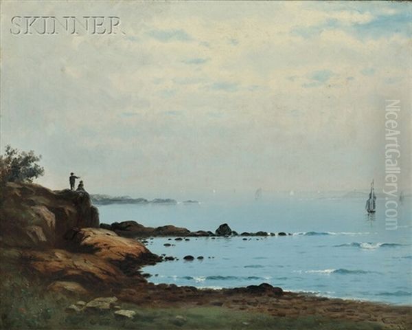 Coastal View With Figures Left Oil Painting by John Joseph Enneking