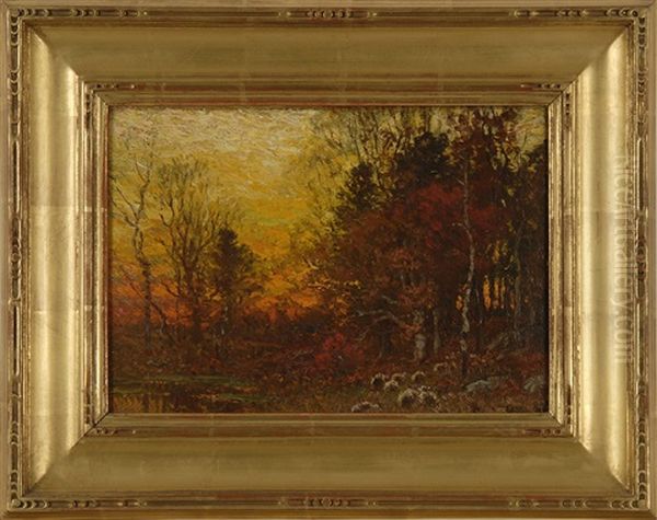 Brilliant Sunset Through The Trees Oil Painting by John Joseph Enneking