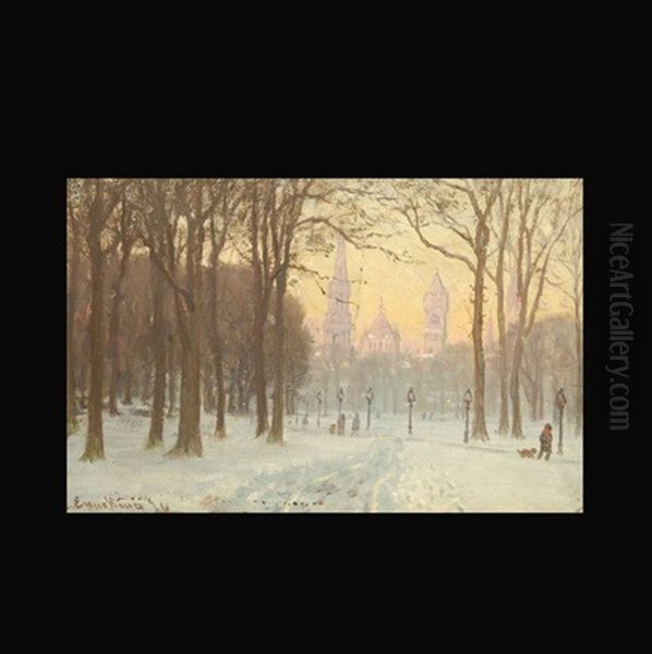 Winter In The Park Oil Painting by John Joseph Enneking