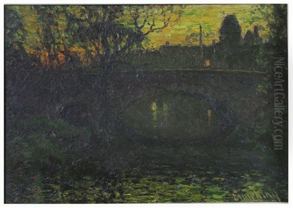 Bridge At Twilight Oil Painting by John Joseph Enneking