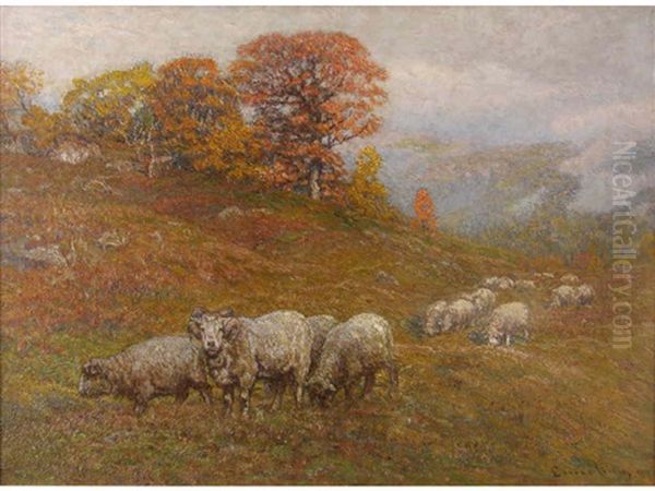 Sheep In Fall Oil Painting by John Joseph Enneking