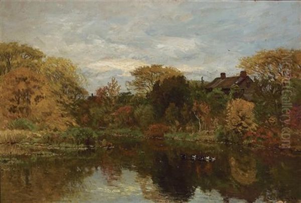 The Summer House On The Neponsett River Oil Painting by John Joseph Enneking