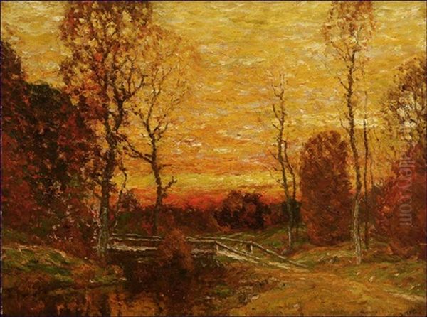 Sunset River Landscape Oil Painting by John Joseph Enneking