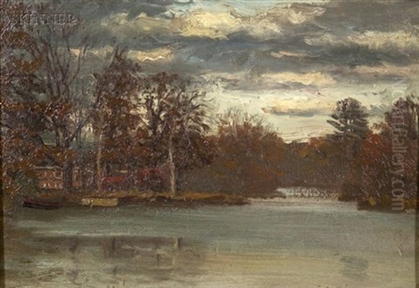 Neponset River - Rear Of Sunner House, Lower River St, Mattapan Oil Painting by John Joseph Enneking