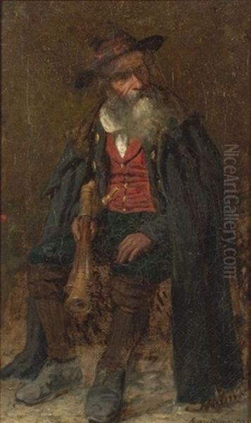 Portrait Of A Man With A Gun Oil Painting by John Joseph Enneking