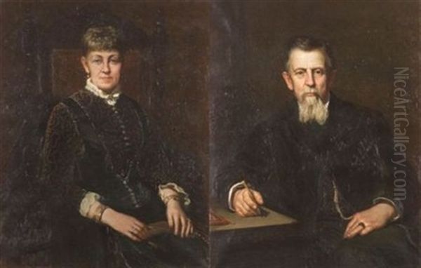 Jeremiah Watson (+ Mrs. Jeremiah Watson; Pair) Oil Painting by John Joseph Enneking