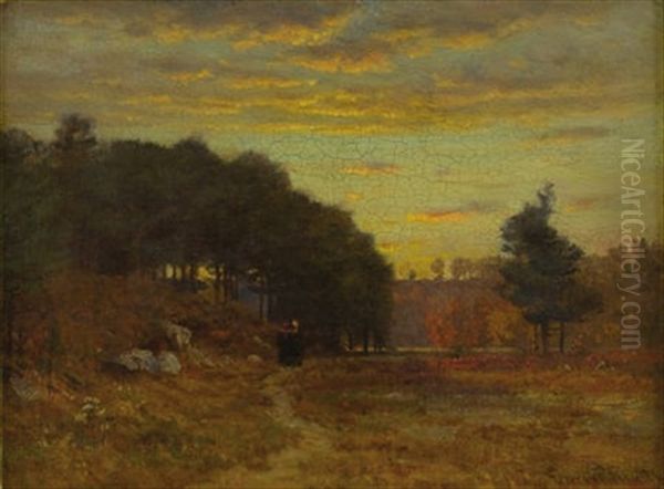 November Sunset, Hyde Park Oil Painting by John Joseph Enneking