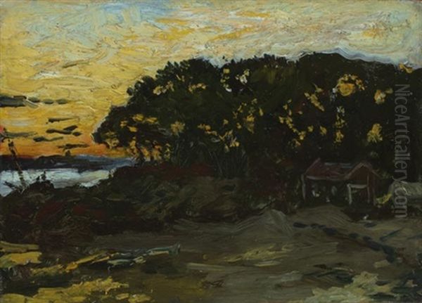 Cabin At Dusk Oil Painting by John Joseph Enneking