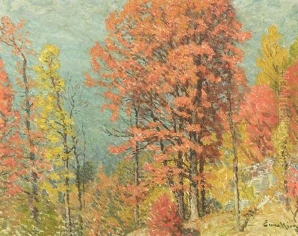 Red And Gold Oil Painting by John Joseph Enneking