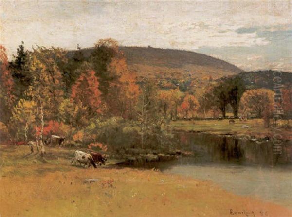 Milton Blue Hills Oil Painting by John Joseph Enneking