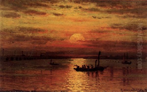 Gloucester Harbor At Sunset Oil Painting by John Joseph Enneking