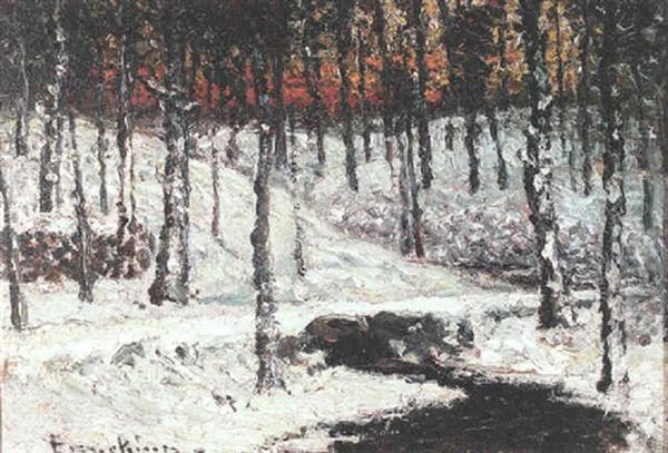 Forest In Winter Oil Painting by John Joseph Enneking