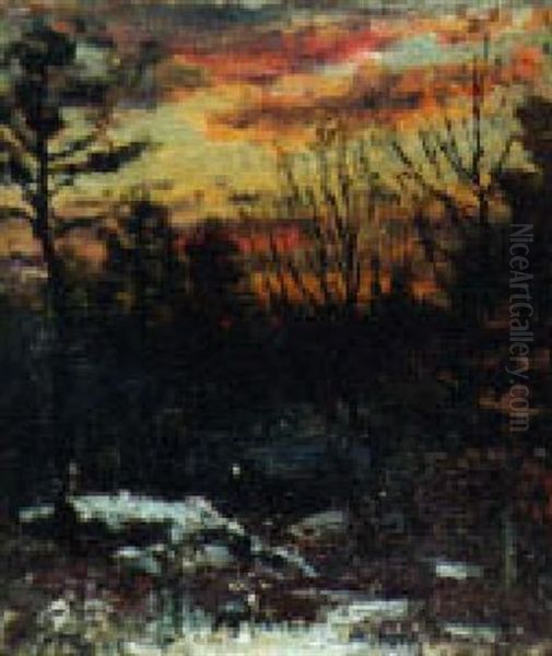 Winter Twilight Oil Painting by John Joseph Enneking