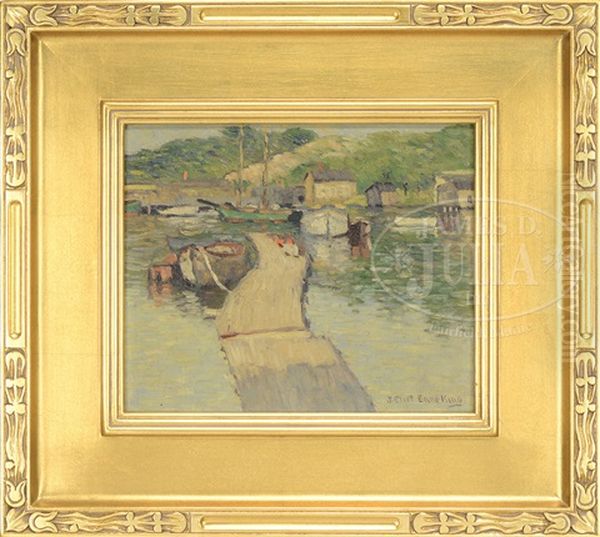 Floating Dock, East Gloucester Mass Oil Painting by Joseph Eliot Enneking