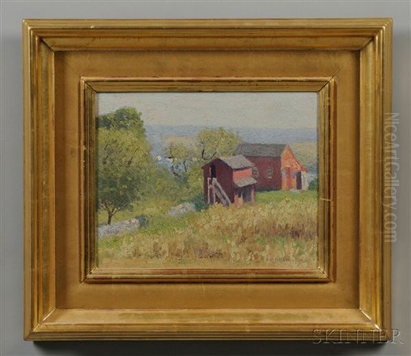 Red Barns Oil Painting by Joseph Eliot Enneking