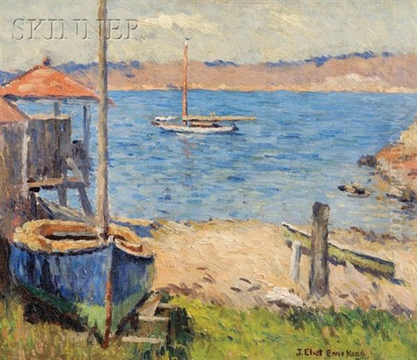 Rockport Shore With Sailboats Oil Painting by Joseph Eliot Enneking