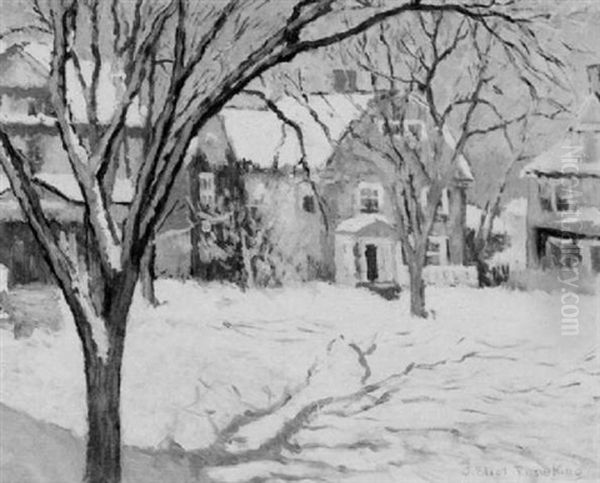 From My Window - A Winter Landscape Oil Painting by Joseph Eliot Enneking