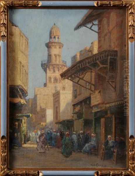 Mosque In Cairo Oil Painting by Augustus William Enness