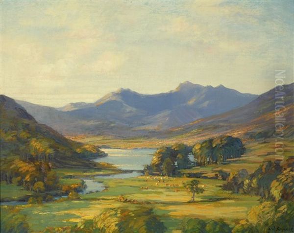 Lush Valley In Evening Oil Painting by Augustus William Enness