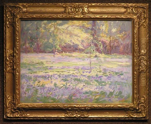 Figure Seated In A Spring Meadow Oil Painting by Augustus William Enness