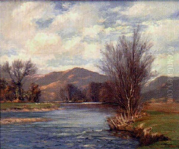 A Highland River Oil Painting by Augustus William Enness