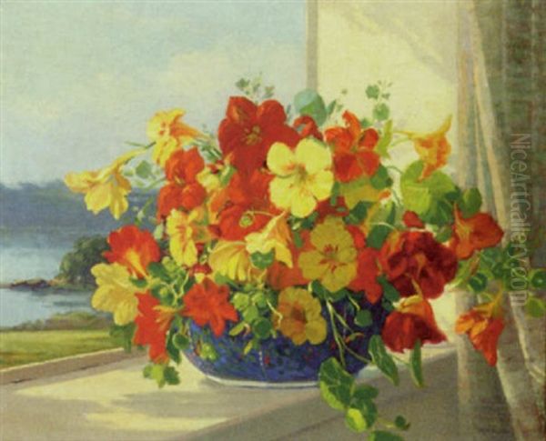 Nasturtiums Oil Painting by Augustus William Enness