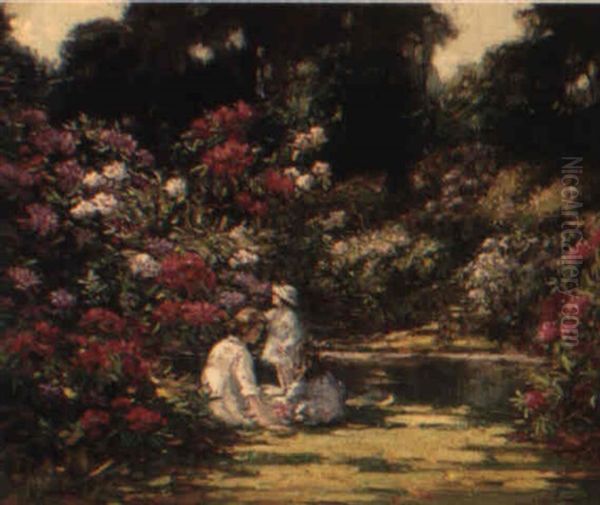 Summer In The Garden Oil Painting by Augustus William Enness