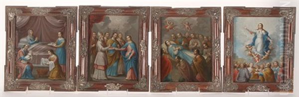 The Life Of The Virgin Mary (4 Works) Oil Painting by Nicolas Enriquez