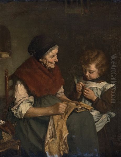 Grandmother's Sweetheart Oil Painting by Charles Victor Ensinck