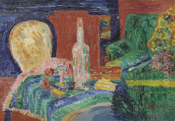 Le Divan Vert (interieur) Oil Painting by James Ensor