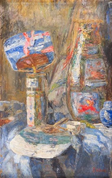 Chinoiseries - Chinese Vases And Fans Oil Painting by James Ensor