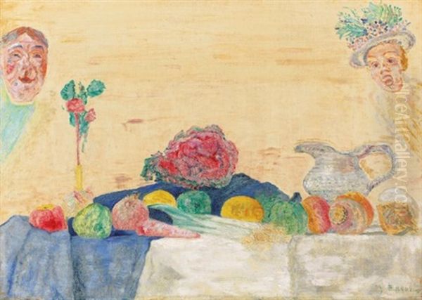 Chou Rouge, Fruits Et Masques Oil Painting by James Ensor