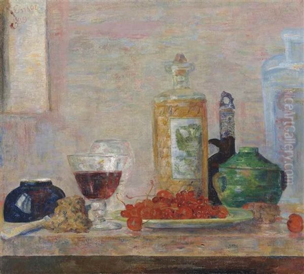 Nature Morte Aux Cerises Oil Painting by James Ensor