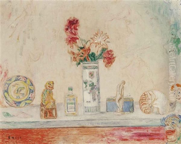 Fleurs Fines, Formes Legeres Oil Painting by James Ensor