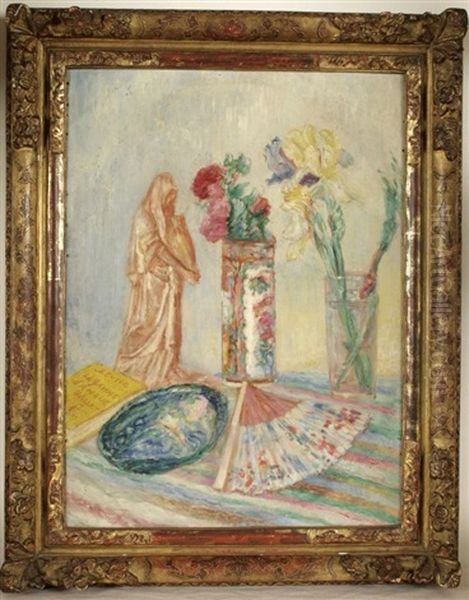 Chinoiseries, Fleurs, Vases Et Eventails Oil Painting by James Ensor